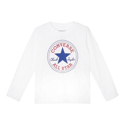 Converse Boys' white long sleeve logo shirt